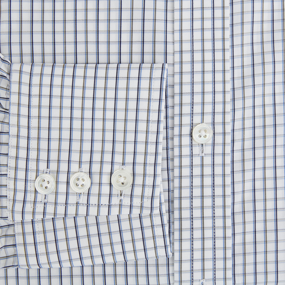 Blue and Coffee Tattersall Check Mayfair Shirt