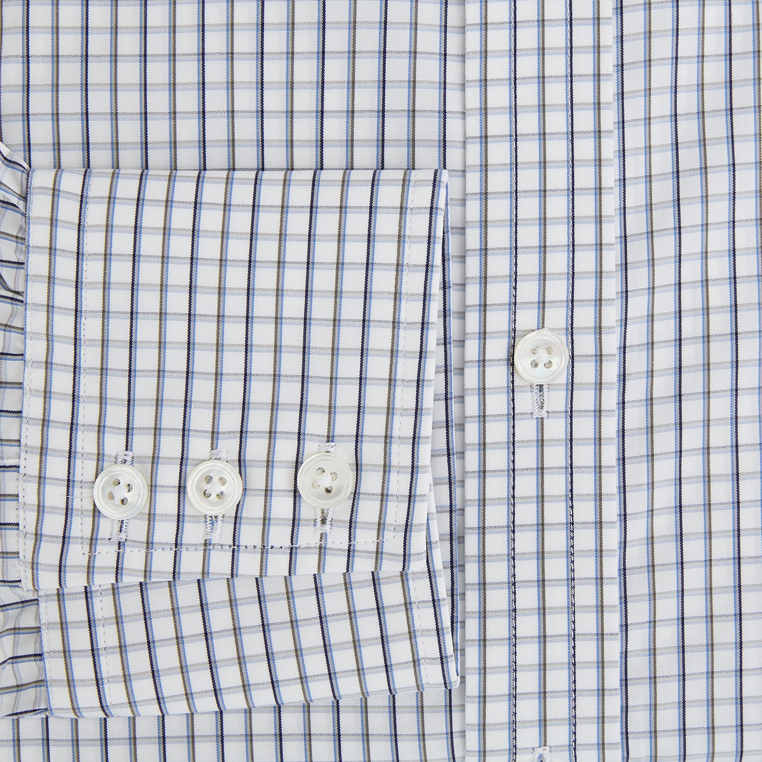 View 4 of product Blue and Coffee Tattersall Check Mayfair Shirt