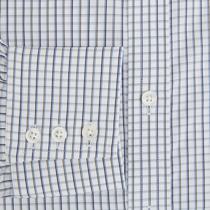Blue and Coffee Tattersall Check Mayfair Shirt Image 3