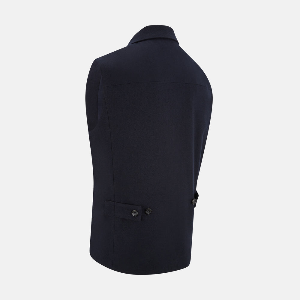 Navy Collared Single-breasted Waistcoat