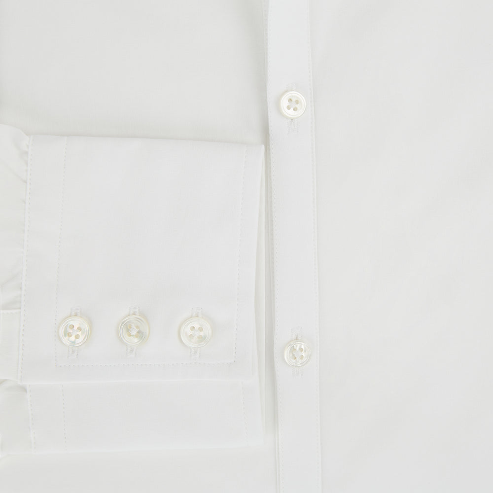 PLAIN WHITE WINDSOR SHIRT WITH TURNBULL OPEN COLLAR AND 3-BUTTON CUFFS