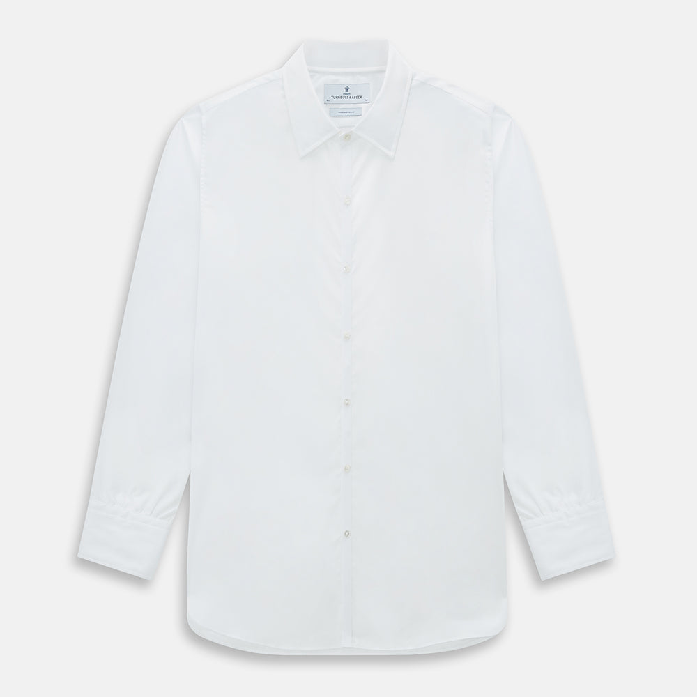 PLAIN WHITE WESTMINSTER SHIRT WITH TURNBULL COLLAR AND 3- BUTTON CUFFS