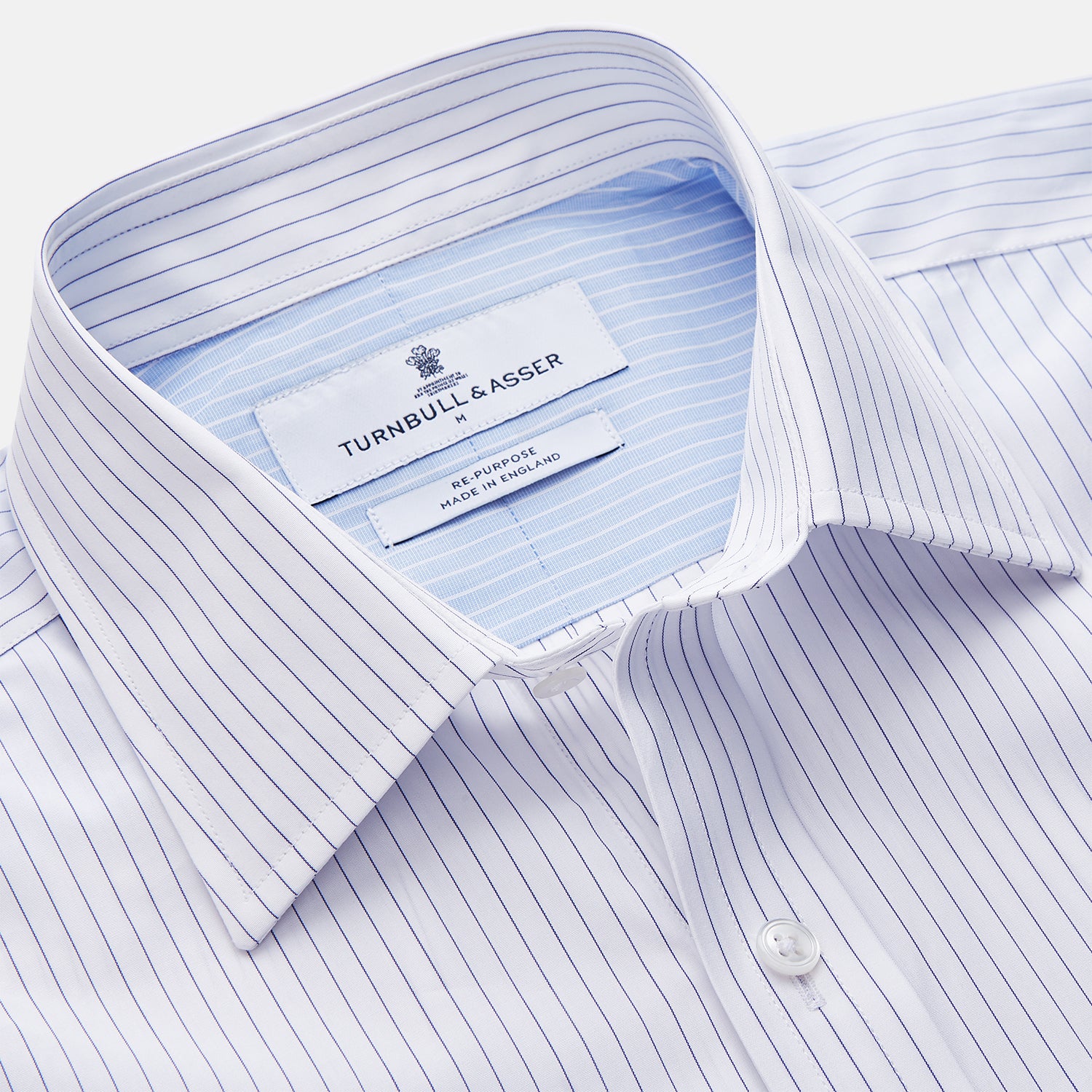 View 3 of product White and Blue Stripe Cotton RE-PURPOSE Weekend Fit Finch Shirt