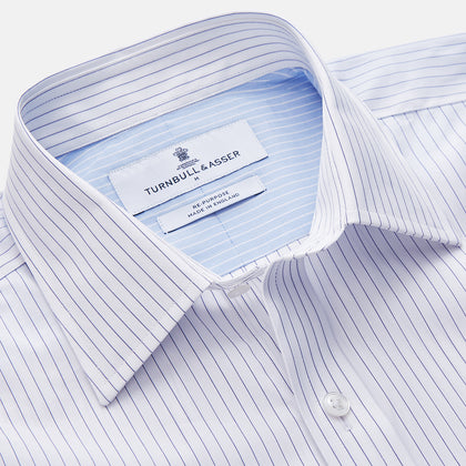 White and Blue Stripe Cotton RE-PURPOSE Weekend Fit Finch Shirt Image 2