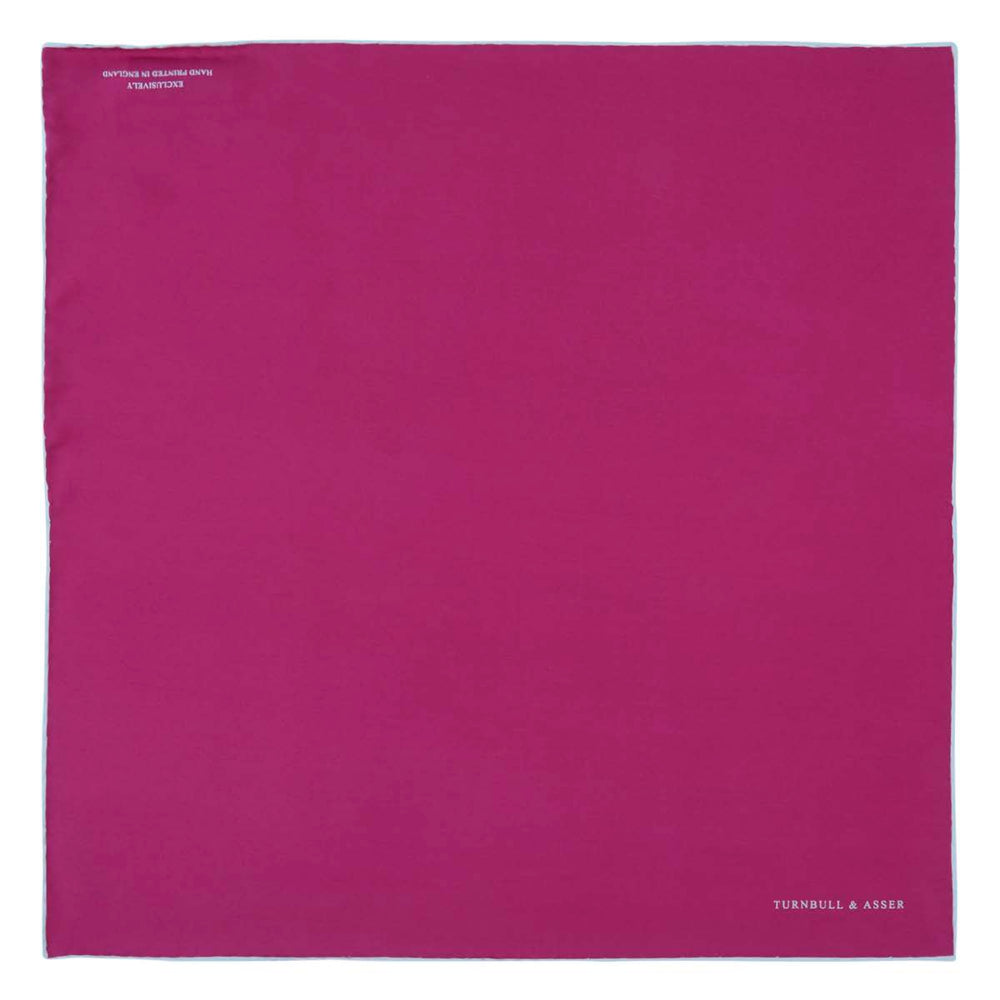 Fuchsia and White Piped Silk Pocket Square