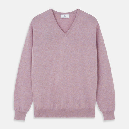 Lilac Heather Paden Cashmere V-Neck Jumper