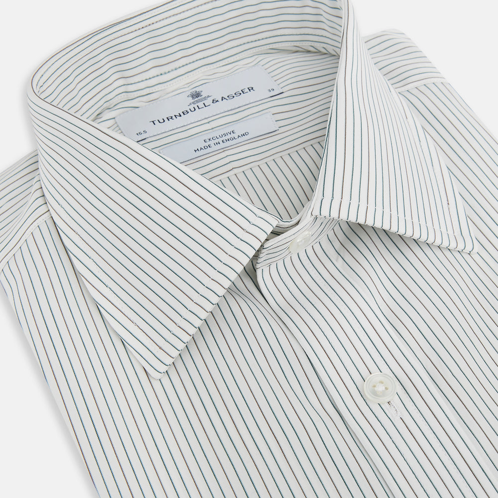 Green and Brown Ticking Stripe Mayfair Shirt