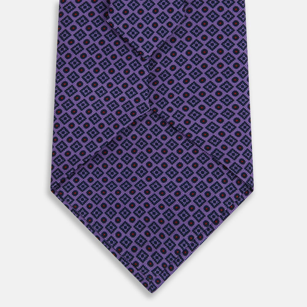 Purple Square and Circle Silk Tie