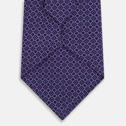 Purple Square and Circle Silk Tie Image 2