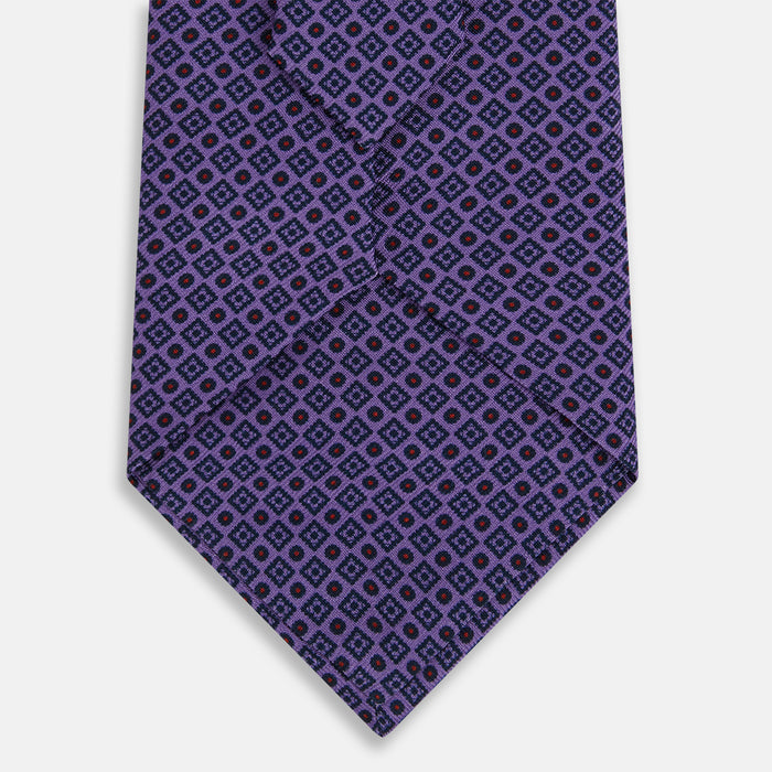 Purple Square and Circle Silk Tie Image 2