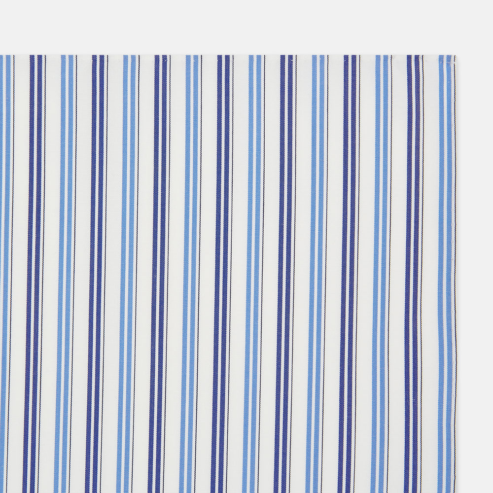 Blue and Navy Multi Stripe Hand-Rolled Handkerchief