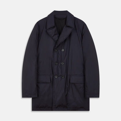 Navy Burrows Double Breasted Coat Image 1