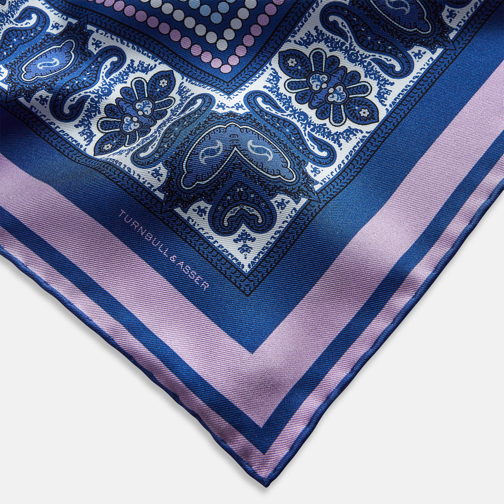 Azzurro Dots and Paisley Silk Pocket Square