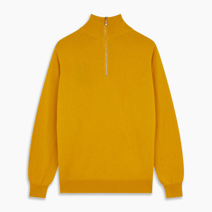 Gold Lennox Cashmere Half-Zip Jumper Image 3