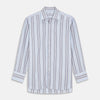 View 1 of product Pale Blue and Yellow Stripe Cotton Regular Fit Mayfair Shirt