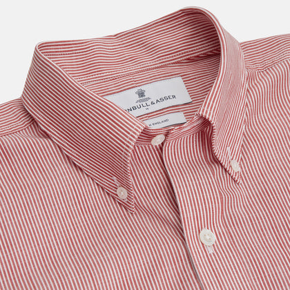 Dark Red Chambray Stripe Weekend Fit Shirt With Dorset Collar Image 3
