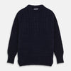 View 1 of product Navy Wool and Cotton Blend Albany Guernsey Jumper