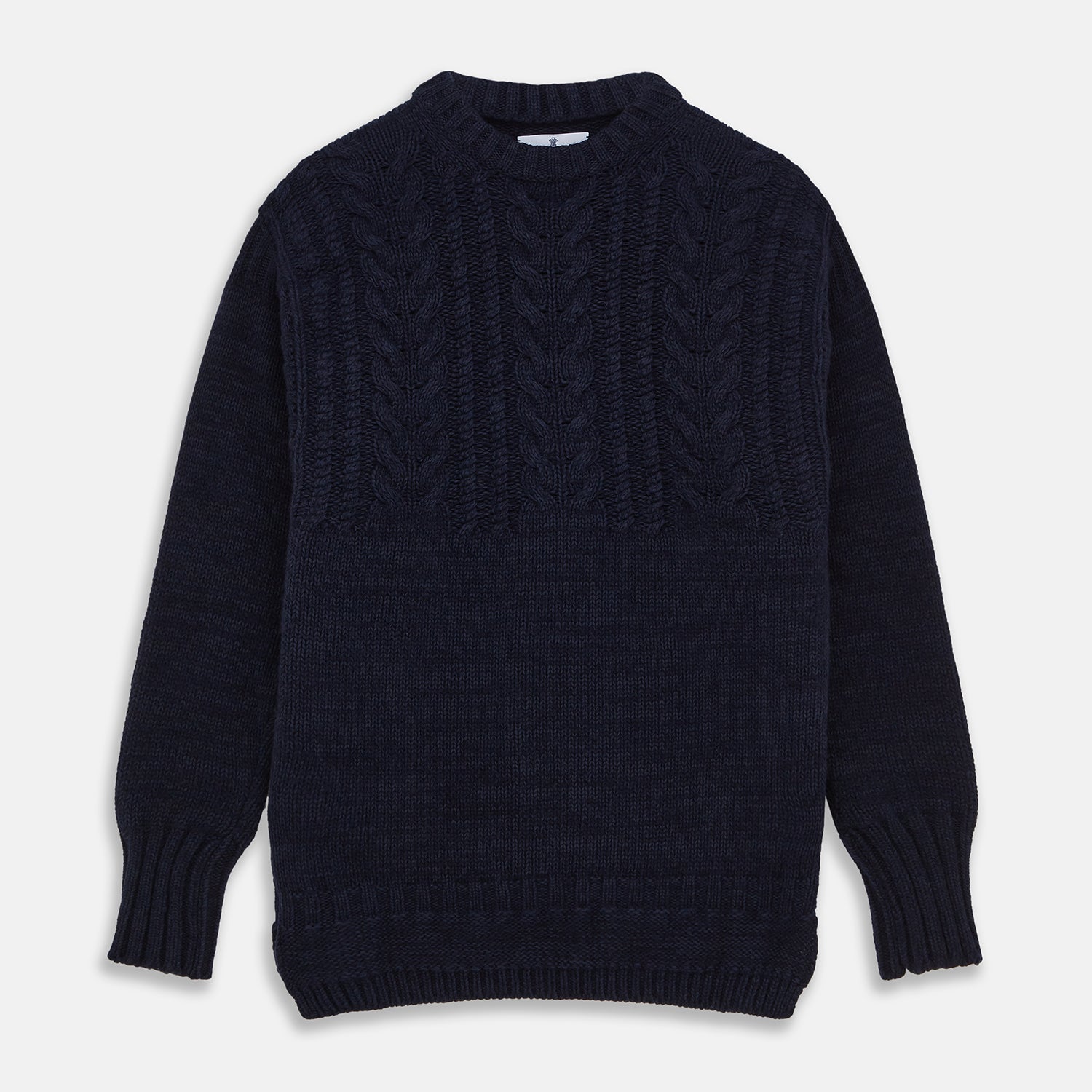 View 1 of product Navy Wool and Cotton Blend Albany Guernsey Jumper
