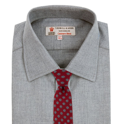 Grey Cashmere Blend Classic Shirt with T & A Collar Image 3