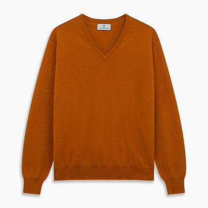 Rust Paden V-Neck Jumper Image 3