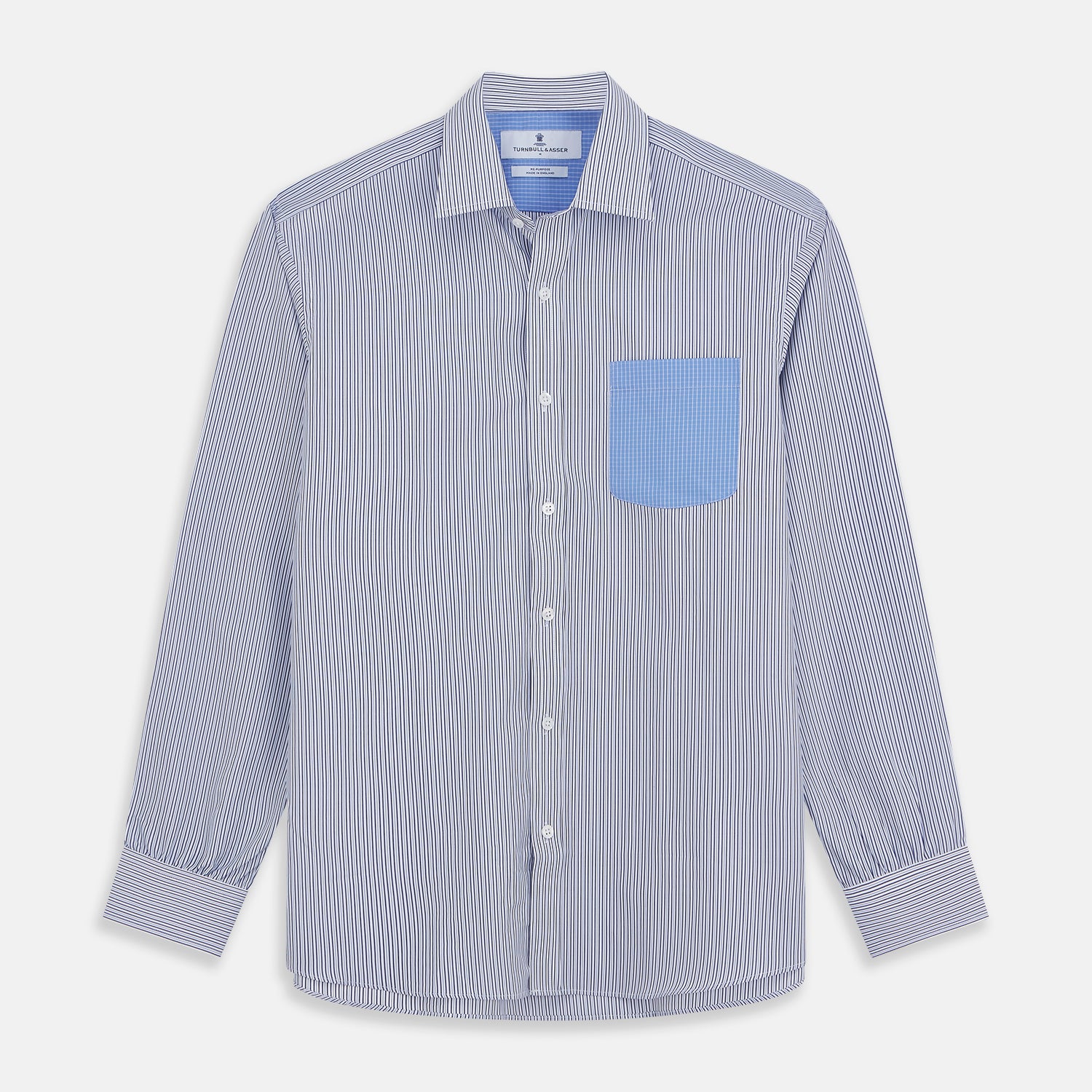 View 1 of product Blue Multi Stripe Cotton RE-PURPOSE Weekend Fit Finch Shirt
