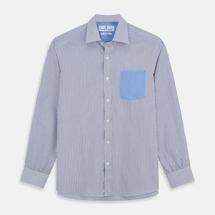 Blue Multi Stripe Cotton RE-PURPOSE Weekend Fit Finch Shirt