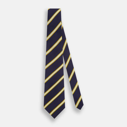 White and Navy Blazer Silk Tie Image 3