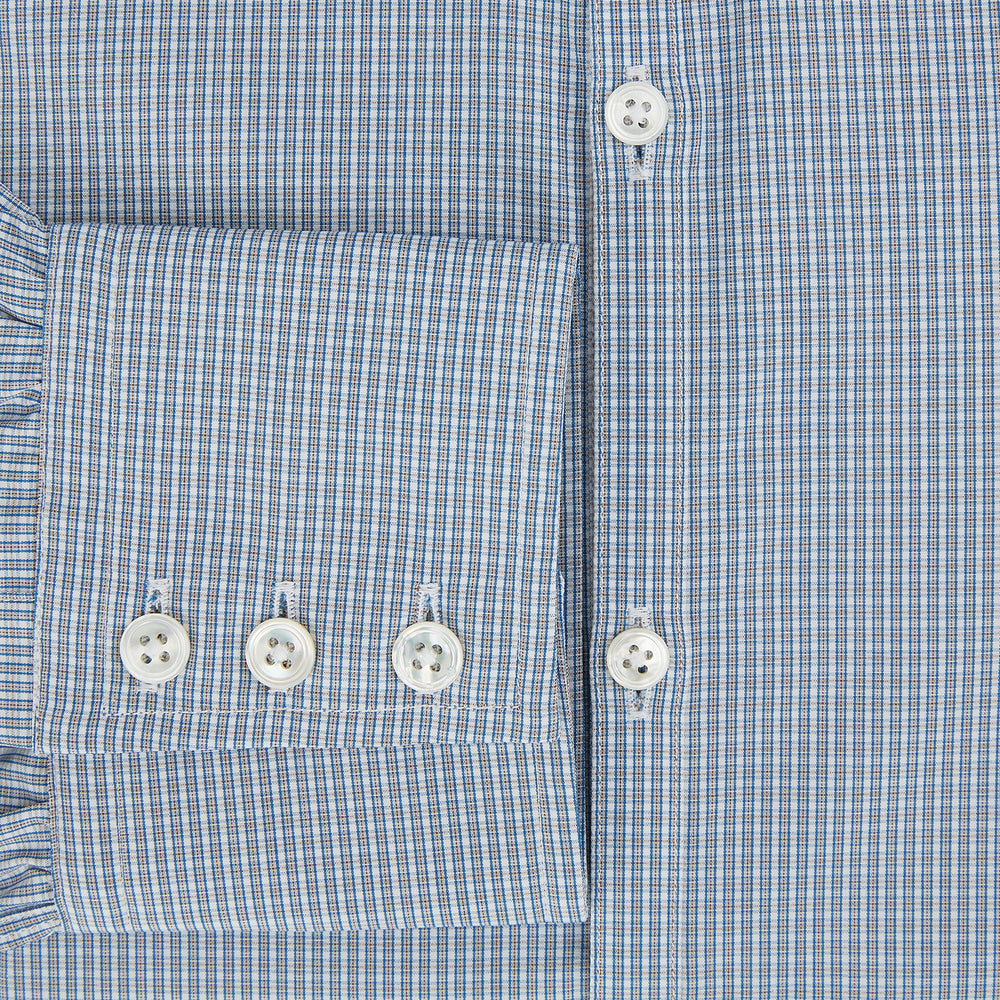 BLUE AND BROWN MICRO SHADOW CHECK WESTMINSTER SHIRT