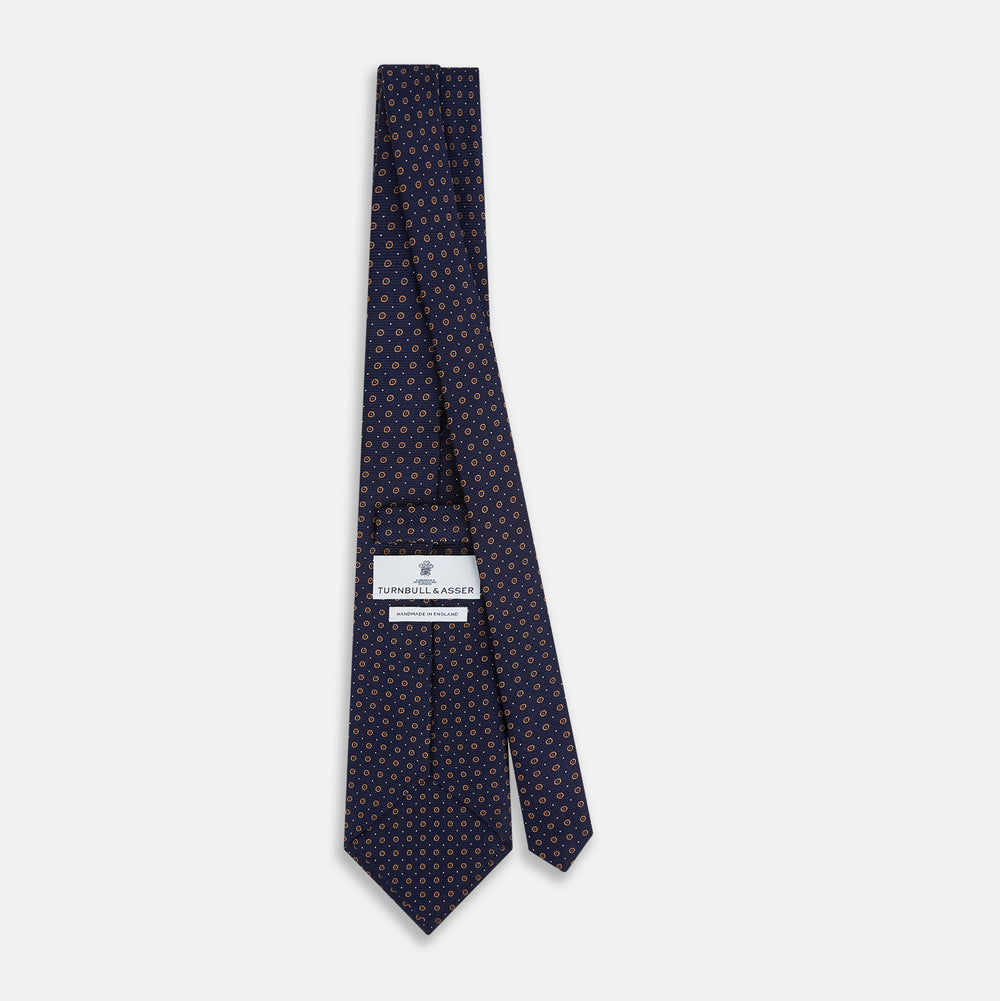 Navy and Grey Circle Silk Tie