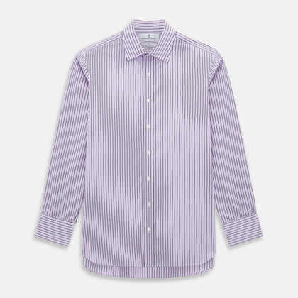 Lilac Ticking Stripe Mayfair Shirt
