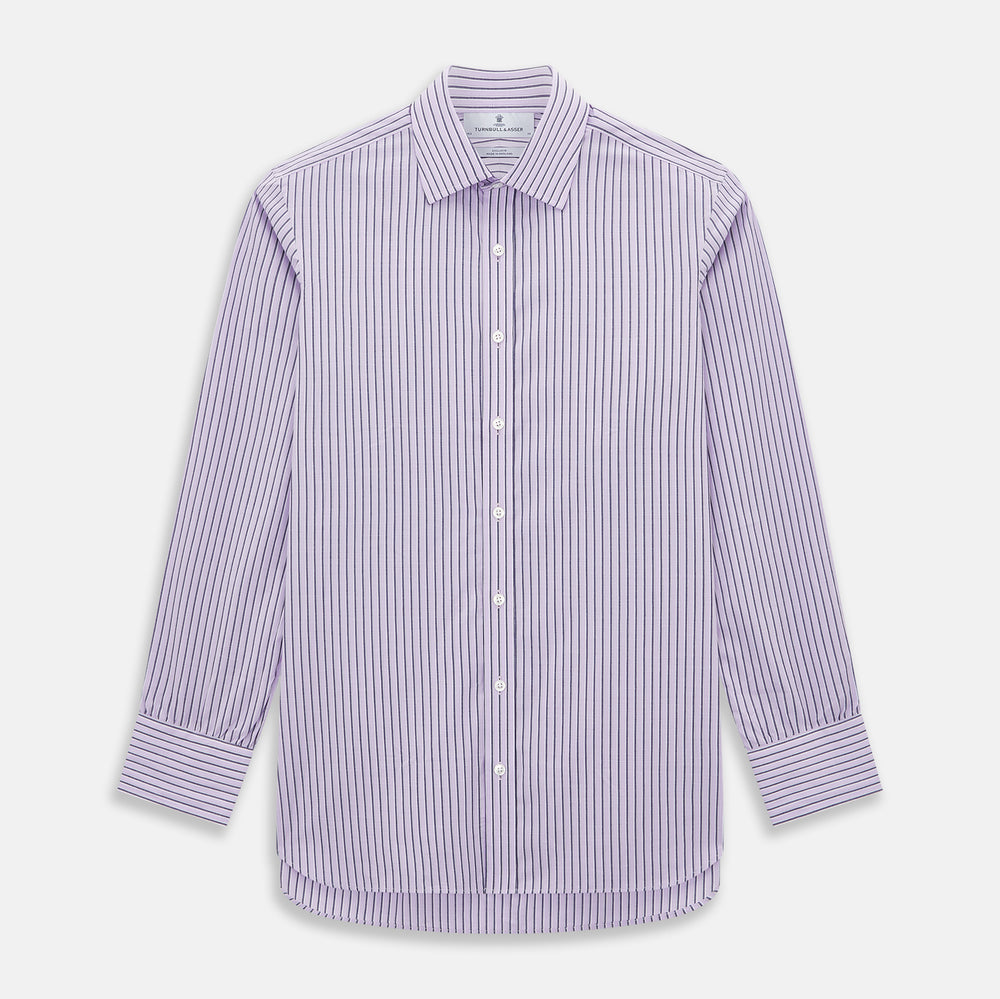 Lilac Ticking Stripe Mayfair Shirt