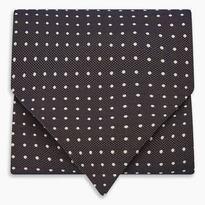 White and Brown Micro Dot Silk Cravat Image 4