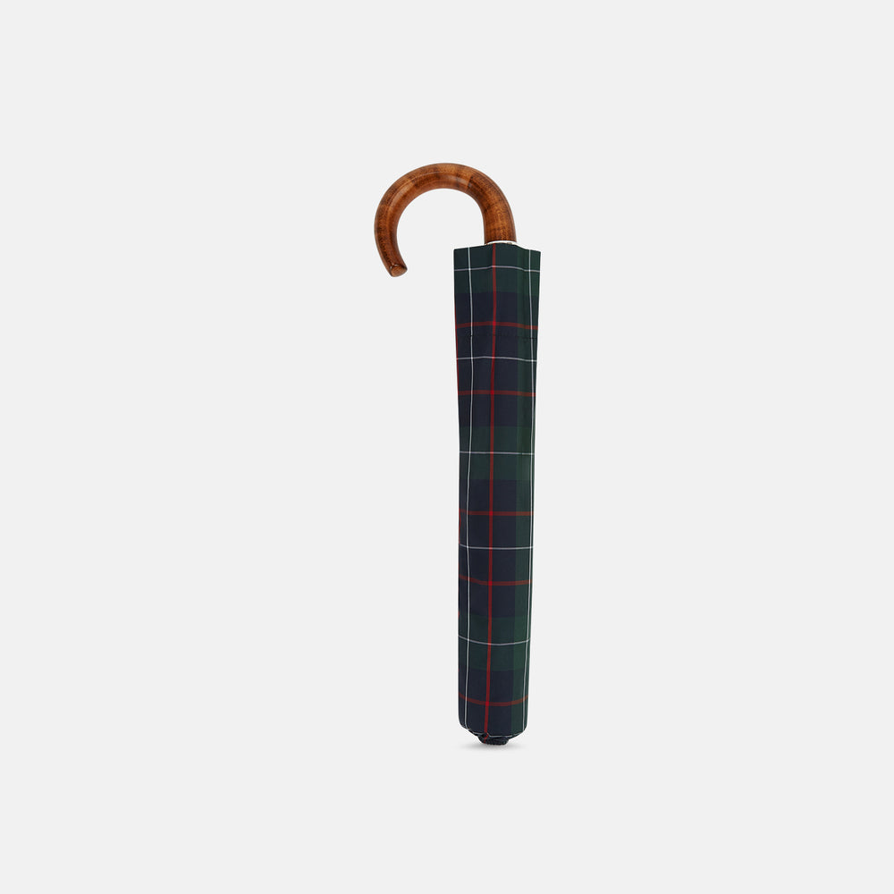buffalo plaid patio umbrella Colquhoun Tartan Telescopic Umbrella with Brown Maple Crook Handle – Turnbull & Asser US