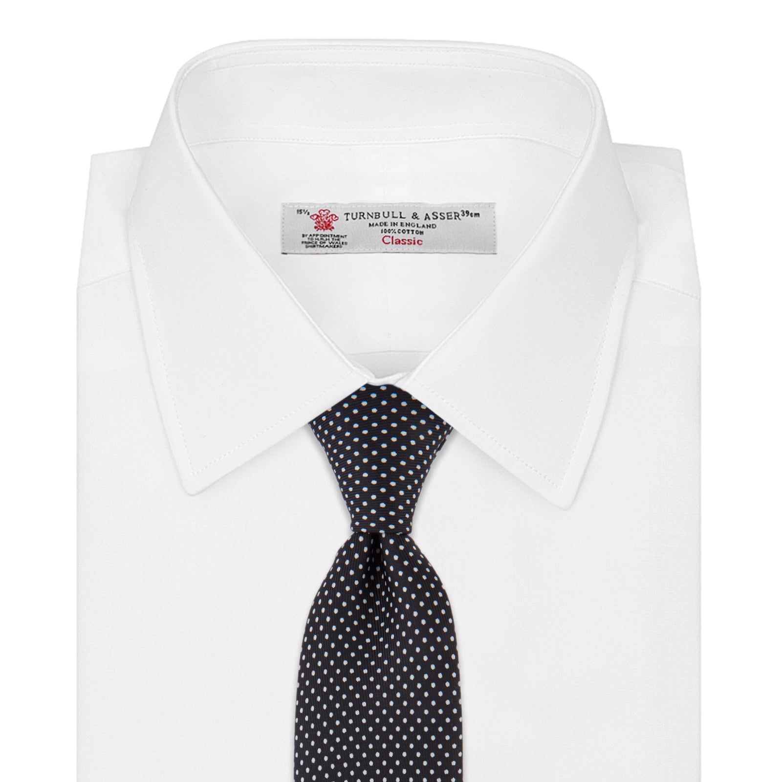 View 2 of product Black and White Small Spot Printed Silk Tie