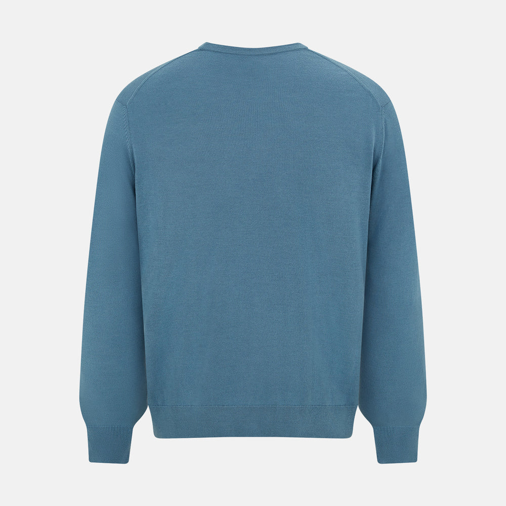 Pale Blue Fine Merino V-Neck Cardigan