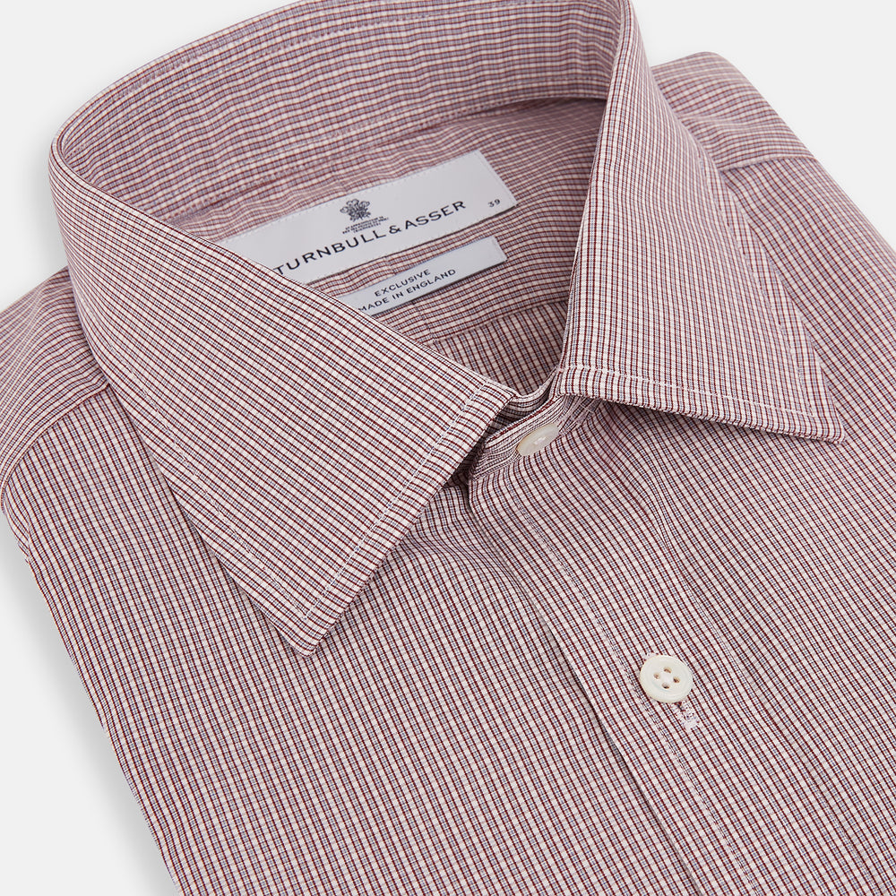 Burgundy Micro Shadow Check Mayfair Shirt