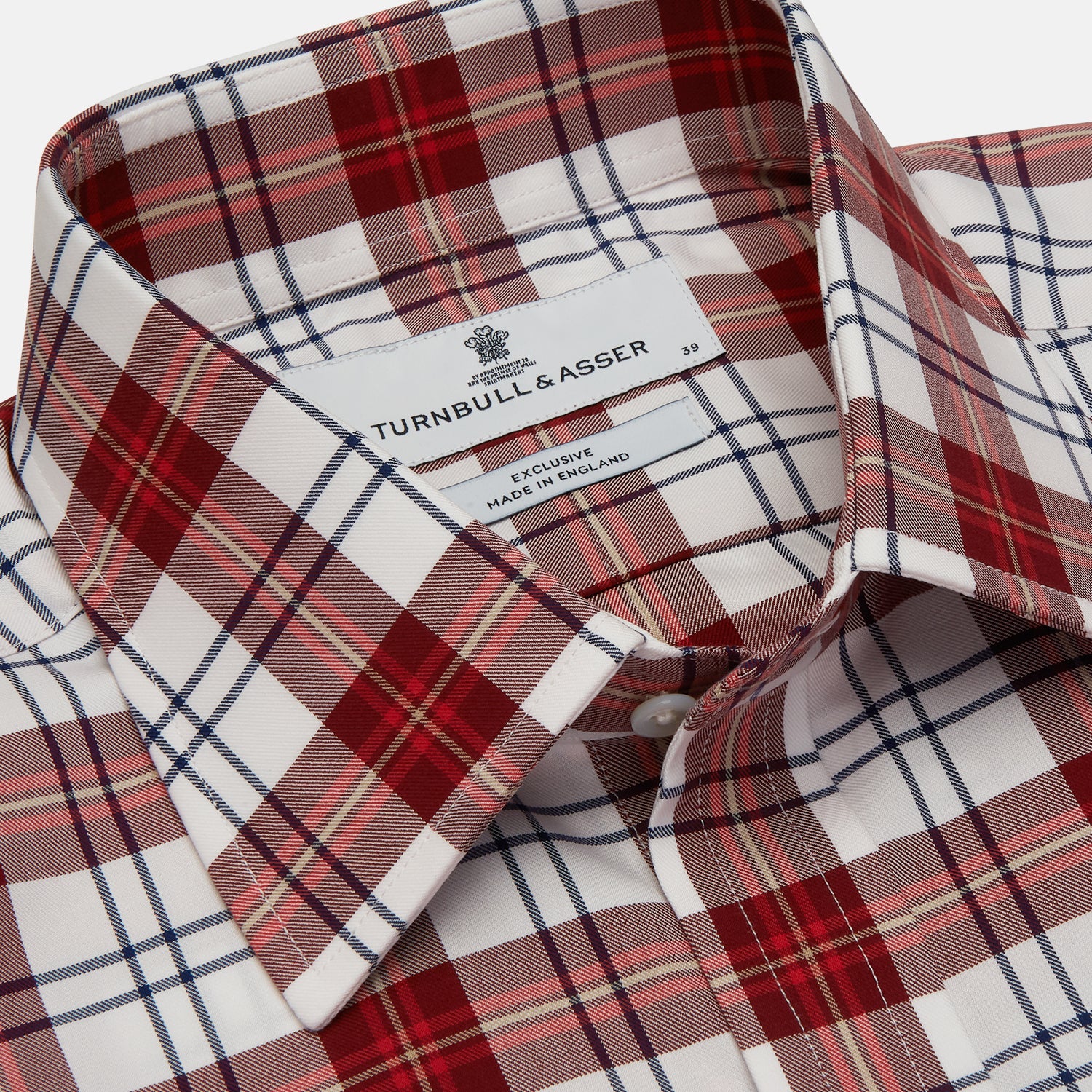 View 4 of product Red Check Shirt with T&A Collar and 3-Button Cuffs