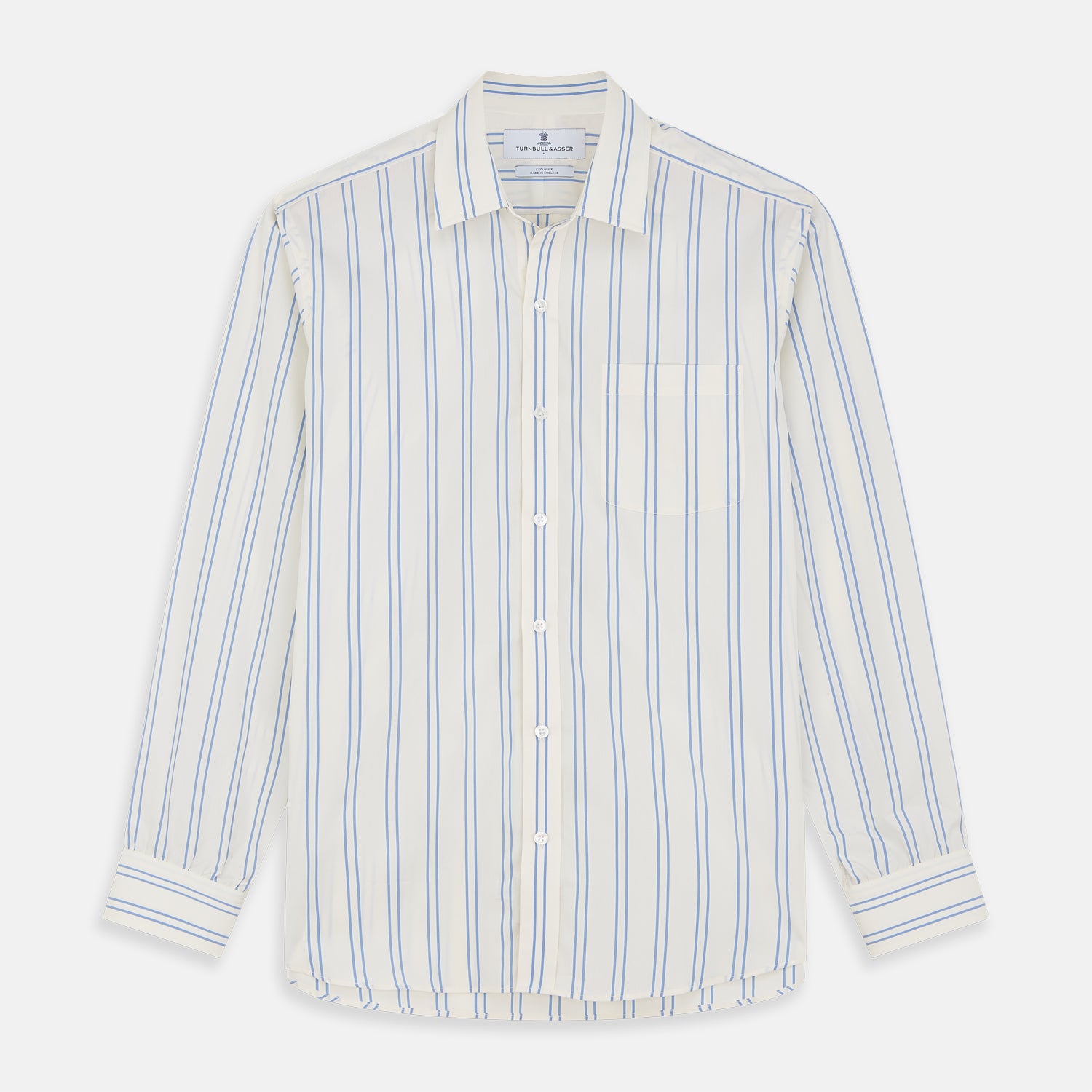 Blue and Off-White Stripe Cotton Weekend Fit Finch Shirt