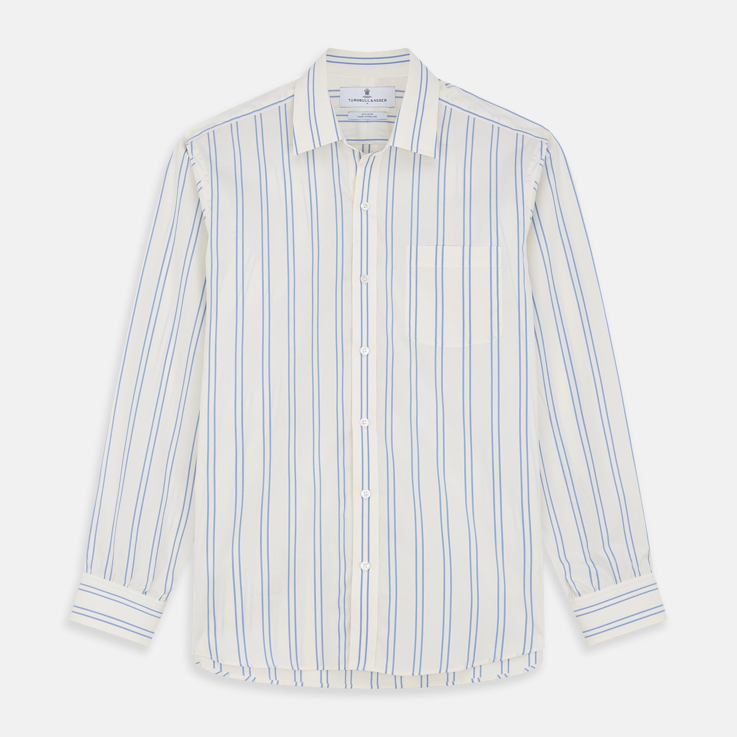 View 2 of product Blue and Off-White Stripe Cotton Weekend Fit Finch Shirt