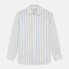 Blue and Off-White Stripe Cotton Weekend Fit Finch Shirt