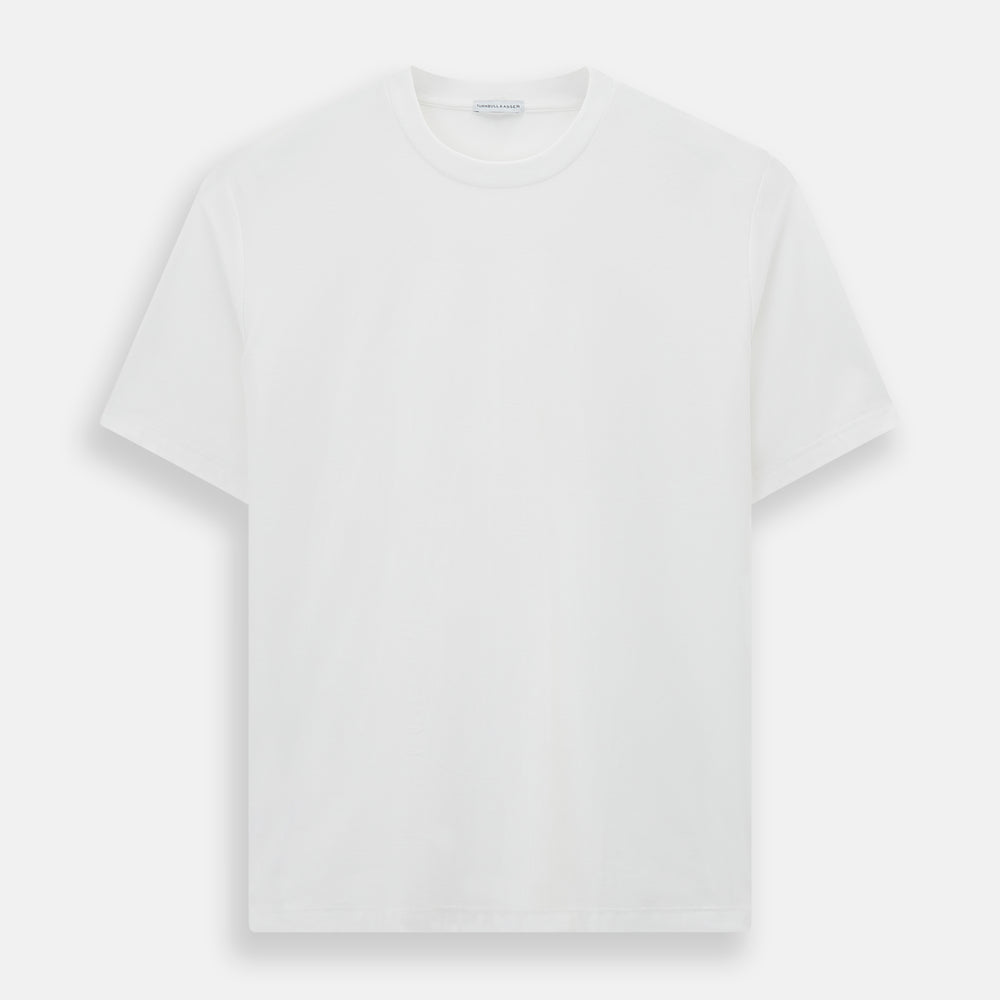The Turnbull & Asser White Short-sleeve Pyjama Shirt is shown laid flat on a white background, featuring a plain, logo-free design for effortless comfort and classic loungewear style.