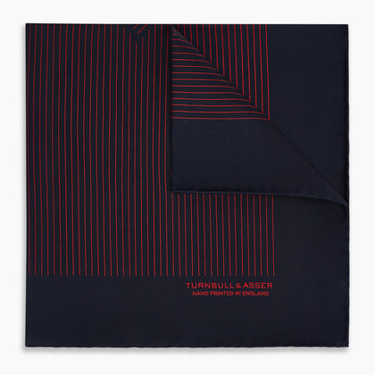 Navy and Red Stripe Silk Pocket Square Image 4