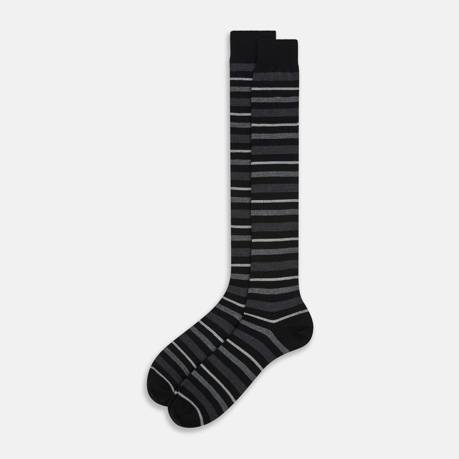 View 2 of product Chocolate Melange Striped Merino Wool Long Socks