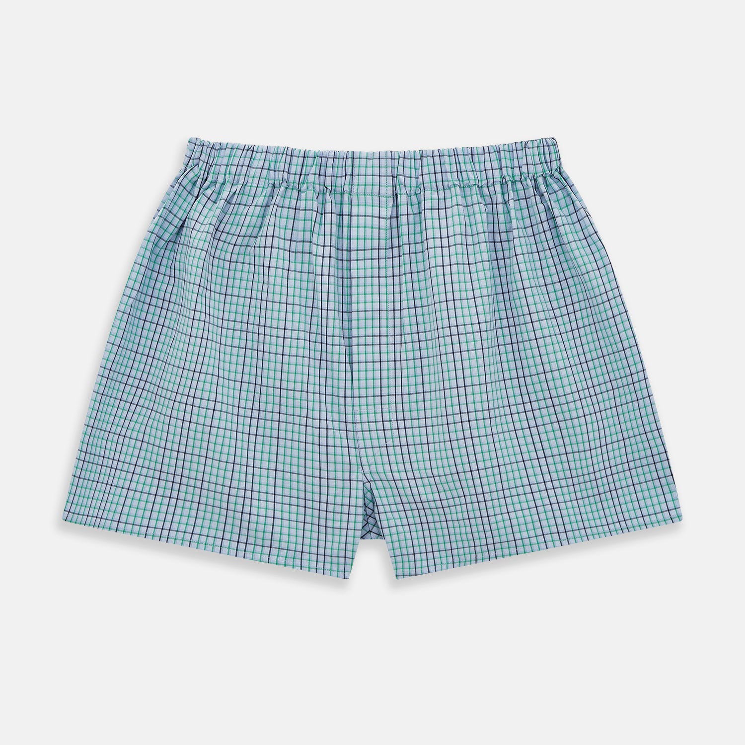 View 4 of product Pale Blue And Green  Multi Check Godfrey Boxer Shorts