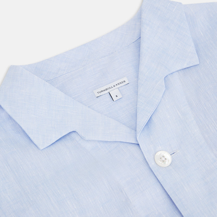 Pale Blue Linen Pyjama Shirt Image 1