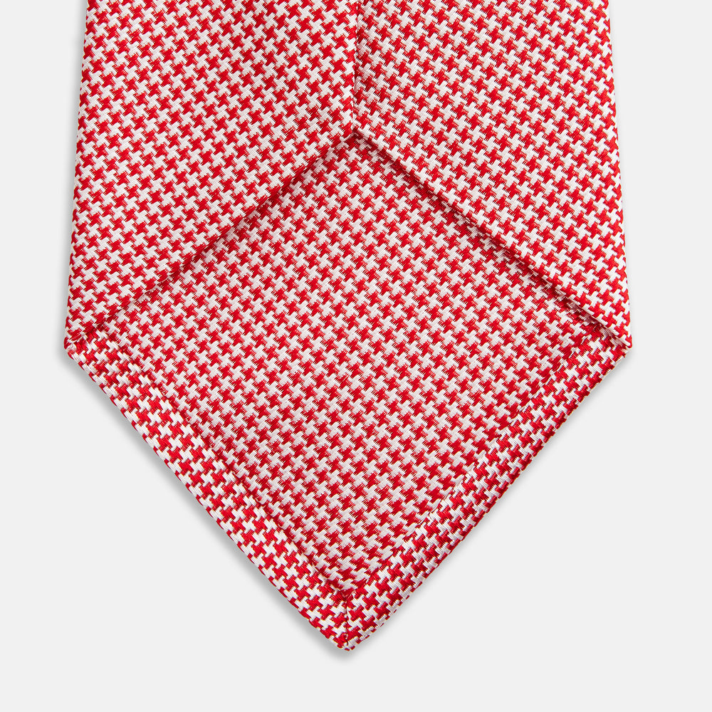Red Houndstooth Silk Tie