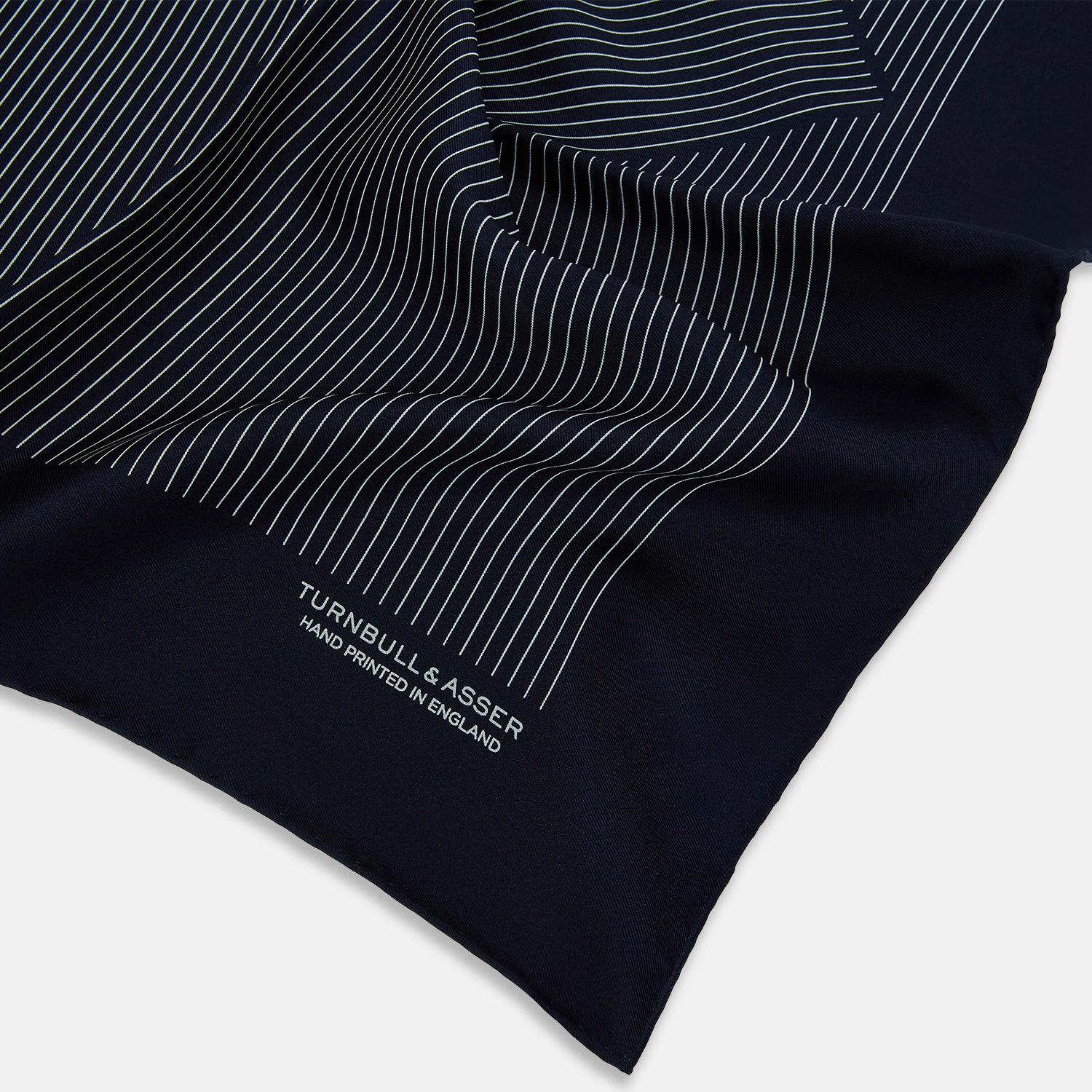 View 2 of product Navy and White Stripe Silk Pocket Square