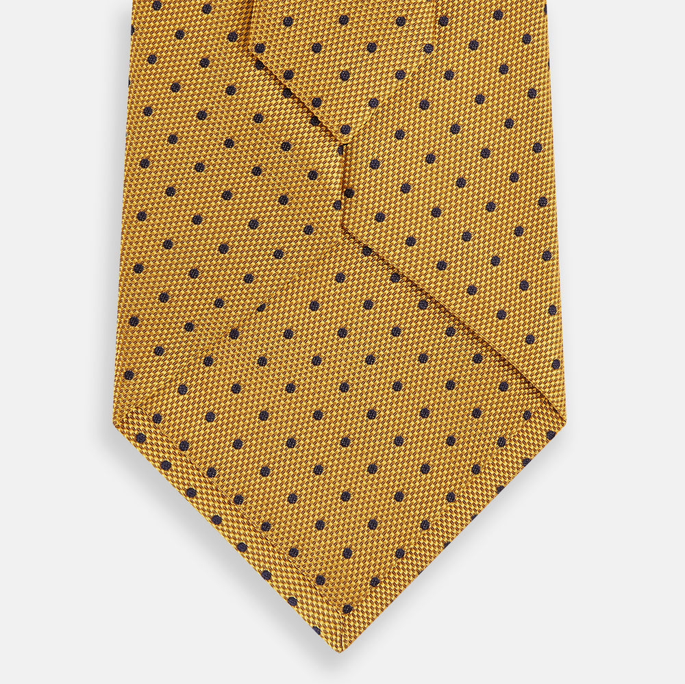 Navy and Yellow Micro Dot Silk Tie