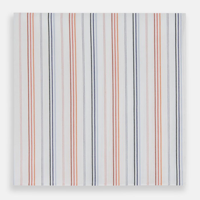 Hand Rolled Orange and Blue Multi Stripe Handkerchief