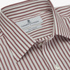 View 4 of product Burgundy Stripe Weekend Fit Shirt with Derby Collar and 1-Button Cuffs
